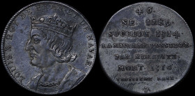 FRANCE: Tin (more likely) or silver medal for Louis X (1289-1316), part of Kings of France medals (ND 1860-79). Crowned bust of Louis X facing left on...