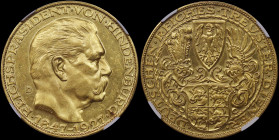 GERMANY: Commemorative medal (1927 D) in gold (0,900) for the 80th birthday of the Reich President Paul von Hindenburg. Head of President Paul Von Hin...