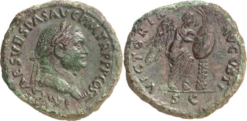 (71 d.C.). Vespasiano. Sestercio. (Spink 2344 var) (Co. 621) (RIC. 216). 26,22 g...