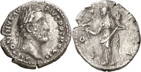 (148-149 d.C.). Antonino pí­o. Denario. (Spink 4071) (S. 252) (RIC. 178). 2,96 g. MBC+.