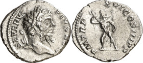 (208 d.C.). Septimio Severo. Denario. (Spink falta) (S. 501) (RIC. 216). Limpiada. 3,33 g. MBC+.