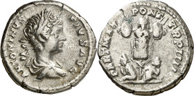 (201 d.C.). Caracalla. Denario. (Spink 6853) (S. 175) (RIC. 54b). 3,25 g. MBC.