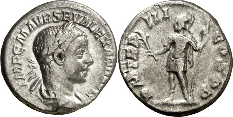 (224 d.C.). Alejandro Severo. Denario. (Spink 7897 var) (S. 256) (RIC. 44). 3 g....