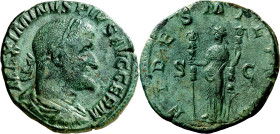 (236-238 d.C.). Maximino I. Sestercio. (Spink 8327 var) (Co. 13) (RIC. 78). Pátina verde. 14,67 g. MBC+.