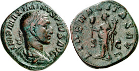 (235 d.C.). Maximino I. Sestercio. (Spink 8329) (Co. 21) (RIC. 49). 21,74 g. MBC.