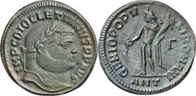 (299-300 d.C.). Diocleciano. Antioquía. Follis. (Spink 12796) (Co. 101) (RIC. 52a). 9,18 g. EBC.