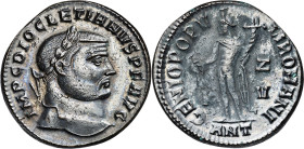(300-301 d.C.). Diocleciano. Antioquía. Follis. (Spink 12797) (Co. 101) (RIC. 54a). Conserva parte del plateado original. 9,26 g. EBC+/EBC-.