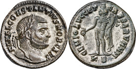(297-299 d.C.). Constancio I, Cloro. Cyzicus. Follis. (Spink 14032) (Co. 58) (RIC. 11a). Conserva parte del plateado original. 8,33 g. EBC+/EBC.