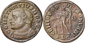 (303-305). Constancio I, Cloro. Lugdunum. Follis. (Spink 14045 var) (Co. 121) (RIC. 180a). 10,93 g. MBC+.