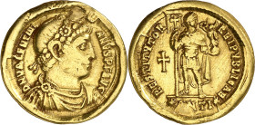 (364 d.C.). Valentiniano I. Antioquía. Sólido. (Spink 19264) (Co. 26) (RIC. 2b). Perforación tapada. 4,25 g. (MBC-).