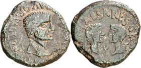 Tiberio. Tarraco (Tarragona). As. (FAB. 2375) (ACIP. 3272). Cospel irregular. 9,31 g. MBC-.