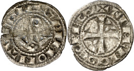 Comtat d'Urgell. Ermengol VIII (1184-1209). Agramunt. Diner. (Cru.V.S. 119) (Cru.C.G. 1935a). Grieta. Escasa. 0,48 g. MBC-.