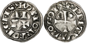 Vescomtat de Bearn. A nom de Cèntul (s. XI-1426). Diner morlà. (Cru.V.S. 166) (Cru.Occitània 92) (Cru.C.G. 2030). 0,82 g. MBC.