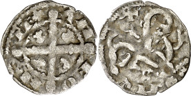 Alfonso IX (1188-1230). ¿León?. Dinero. (AB. 121). Ex Sisó 11/10/1986. 0,52 g. MBC.