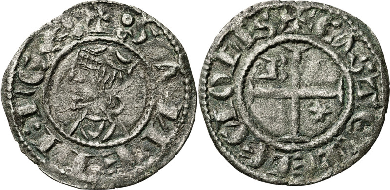 Sancho IV (1284-1295). Burgos. Meaja coronada. (AB. 308, como seisén). 0,62 g. M...