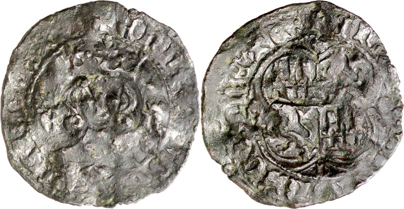 Enrique II (1368-1379). Coruña. Real de vellón de busto. Falsa de época. Perfora...