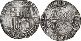 Reyes Católicos. Granada. R. 2 reales. (AC. 498). Raya en anverso. 6,60 g. (MBC).