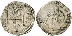 s/d. Felipe II. Milán. 1 parpagliola. (Vti. 12) (MIR. 325/1) (Crippa 43). Ex Áureo & Calicó 20/09/2017, nº 946. Rara. 2,08 g. MBC-.