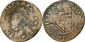 1590. Felipe II. Maestricht. 1 liard. (Vti. 565) (Vanhoudt 321.MA). 4,39 g. BC.