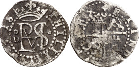 s/d. Felipe II. Lima. D. 1/2 real. (AC. 120). 1,25 g. MBC/MBC-.