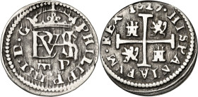 1627. Felipe IV. Segovia. P. 1/2 real. (AC. 620). 1,58 g. MBC-.