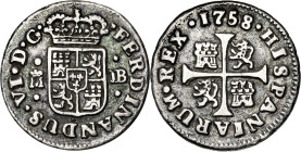 1758. Fernando VI. Madrid. JB. 1/2 real. (AC. 76). 1,42 g. MBC.