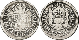 1771. Carlos III. México. F. 1 real. (AC. 423). Columnario. Fecha rara. 3,19 g. BC/BC+.