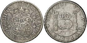 1771. Carlos III. México. FM. 8 reales. (AC. 1103). Columnario. 26,58 g. MBC-.