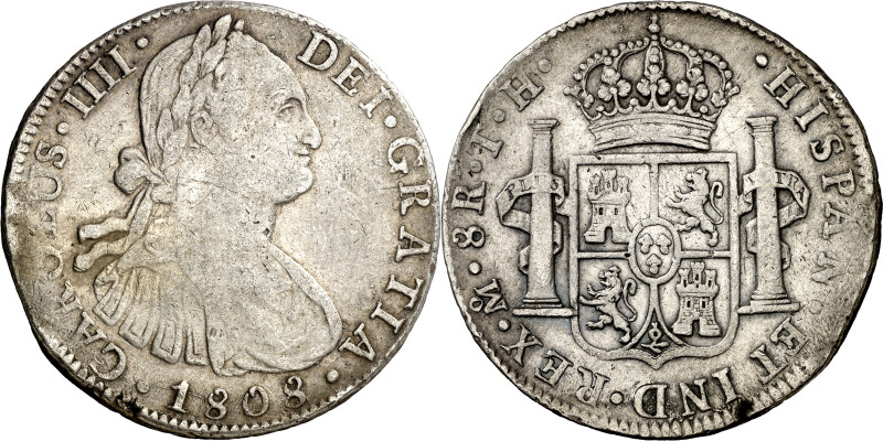 1808. Carlos IV. México. TH. 8 reales. (AC. 988). Golpecitos. 26,80 g. MBC-