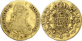 1792. Carlos IV. Madrid. MF. 1 escudo. (AC. 1109). 3,30 g. BC+/MBC-.