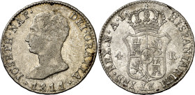 1811. José Napoleón. Madrid. AI. 4 reales. (AC. 15). Parte de brillo original. 5,82 g. MBC.