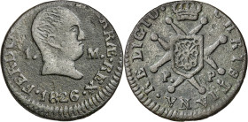 1826. Fernando VII. Pamplona. 1 maravedí. (AC. 37). 1,97 g. MBC-/MBC.