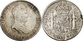 1813. Fernando VII. México. JJ. 8 reales. (AC. 1323). Hojita. 26,89 g. MBC-