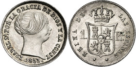 1853. Isabel II. Sevilla. 1 real. (AC. 322). Bella. 1,28 g. EBC.