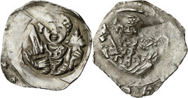 Alemania. Ratisbona. Anónimo (1255-1300). 1 pfennig de la convención. (Kluge 447 sim). Bonita acuñación para este tipo de pieza. AG. 1,09 g. MBC+.