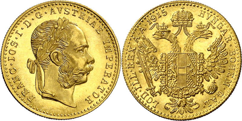 Austria. 1915. Francisco José. 1 ducado. (Fr. 494) (KM. 2267). Reacuñación ofici...