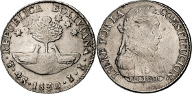 Bolivia. 1830. Potosí. JL. 4 soles. (KM. 96a.1). AG. 13,31 g. MBC-.