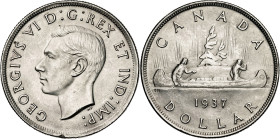 Canadá. 1937. Jorge VI. 1 dólar. (KM. 37). Golpecito en el canto del anverso. Escasa. AG. 23,32 g. EBC+.