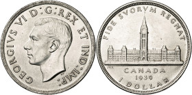 Canadá. 1939. Jorge VI. 1 dólar. (KM. 38). Visita real. Golpecito en reverso. AG. 23,24 g. EBC+.