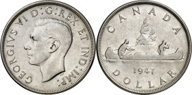 Canadá. 1947. Jorge VI. 1 dólar. (KM. 37). 7 punteaguo. Muy rara. AG. 23,26 g. MBC.