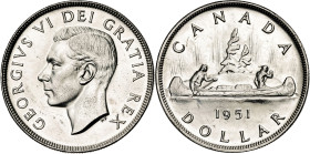 Canadá. 1951. Jorge VI. 1 dólar. (KM. 46). Rayitas en anverso. AG. 23,33 g. S/C-.