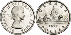 Canadá. 1957. Isabel II. 1 dólar. (KM. 54). Rayitas. AG. 23,34 g. MBC+.