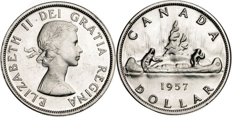 Canadá. 1957. Isabel II. 1 dólar. (KM. 54). Rayitas. AG. 23,34 g. EBC.