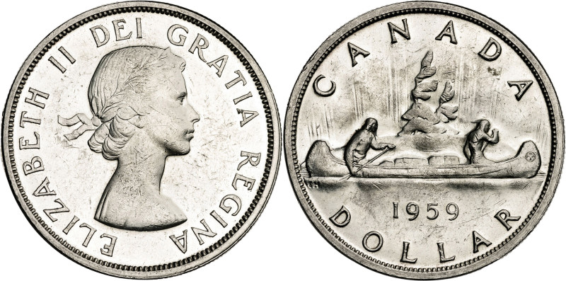 Canadá. 1959. Isabel II. 1 dólar. (KM. 54). Rayitas. AG. 23,35 g. EBC.