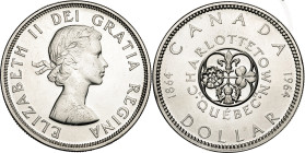 Canadá. 1964. Isabel II. 1 dólar. (KM. 58). Centenario de la conferencia de Quebec en Charlottetown. AG. 23,50 g. EBC+.
