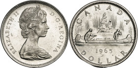 Canadá. 1965. Isabel II. 1 dólar. (KM. 64.1). Gráfila de puntos grandes. AG. 23,27 g. EBC-.