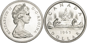 Canadá. 1965. Isabel II. 1 dólar. (KM. 64.1). Puntos pequeños. Rayitas. AG. 23,50 g. EBC+.
