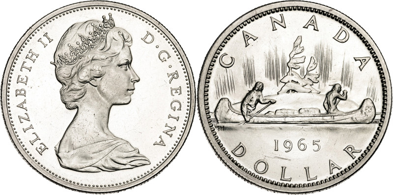Canadá. 1965. Isabel II. 1 dólar. (KM. 64.1). Puntos pequeños. AG. 23,40 g. EBC+...
