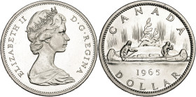 Canadá. 1965. Isabel II. 1 dólar. (KM. 64.1). Puntos pequeños. AG. 23,40 g. EBC+.