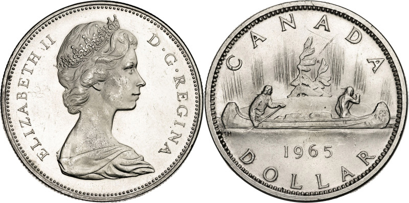 Canadá. 1965. Isabel II. 1 dólar. (KM. 64.1). Puntos medianos. El 5 acabado en p...